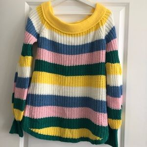 Colorful off the shoulder sweater